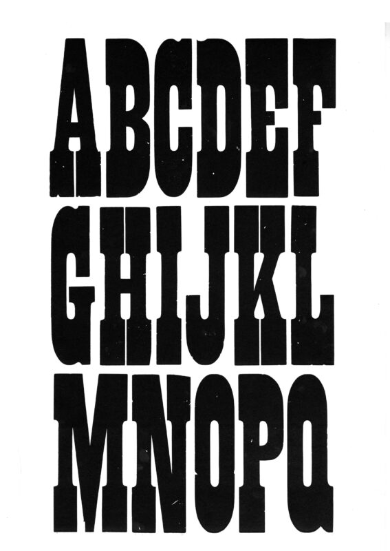 simple specimen of French Clarendon wood type from the Rob Roy Kelly collection, printed in the UT Design Lab
