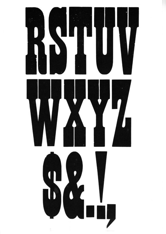simple specimen of French Clarendon wood type from the Rob Roy Kelly collection, printed in the UT Design Lab