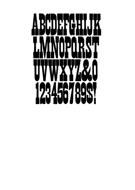 simple specimen of French Clarendon Condensed wood type from the Rob Roy Kelly collection, printed in the UT Design Lab