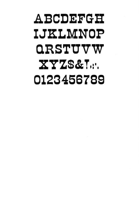 simple specimen of Norwich Aldine wood type from the Rob Roy Kelly collection, printed in the UT Design Lab