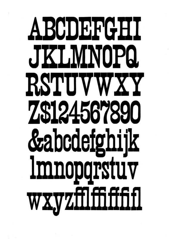 simple specimen of Egyptian wood type from the Rob Roy Kelly collection, printed in the UT Design Lab