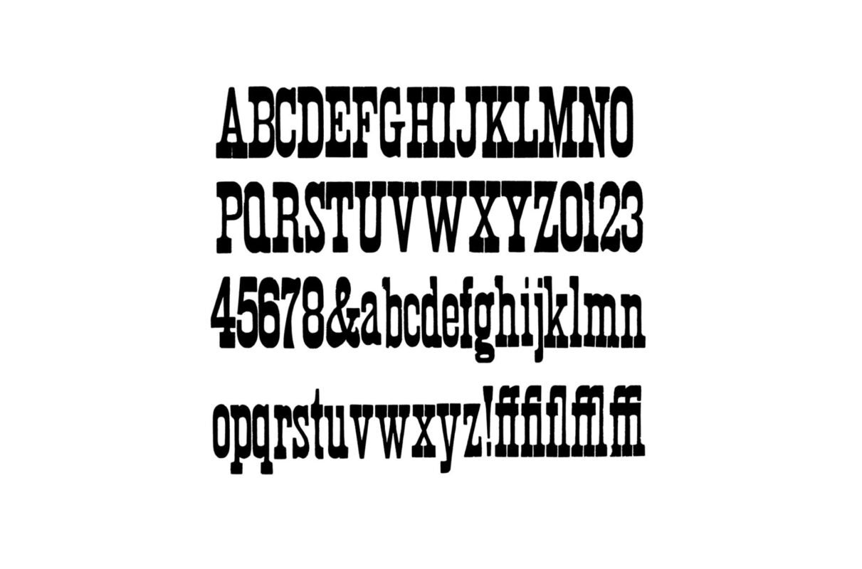 simple specimen of Egyptian Condensed wood type from the Rob Roy Kelly collection, printed in the UT Design Lab