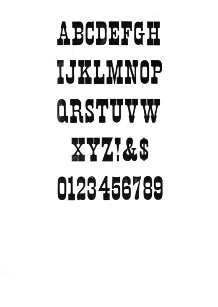 simple specimen of French Clarendon No. 2 wood type from the Rob Roy Kelly collection, printed in the UT Design Lab