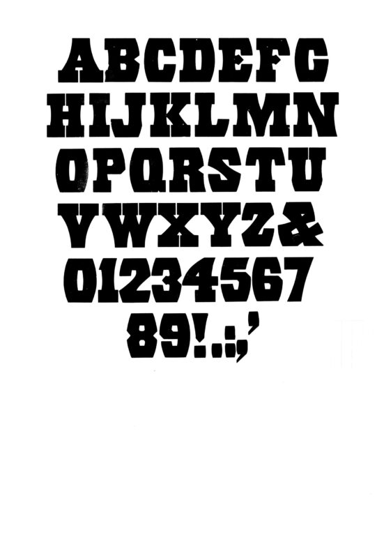 simple specimen of No. 504 wood type from the Rob Roy Kelly collection, printed in the UT Design Lab