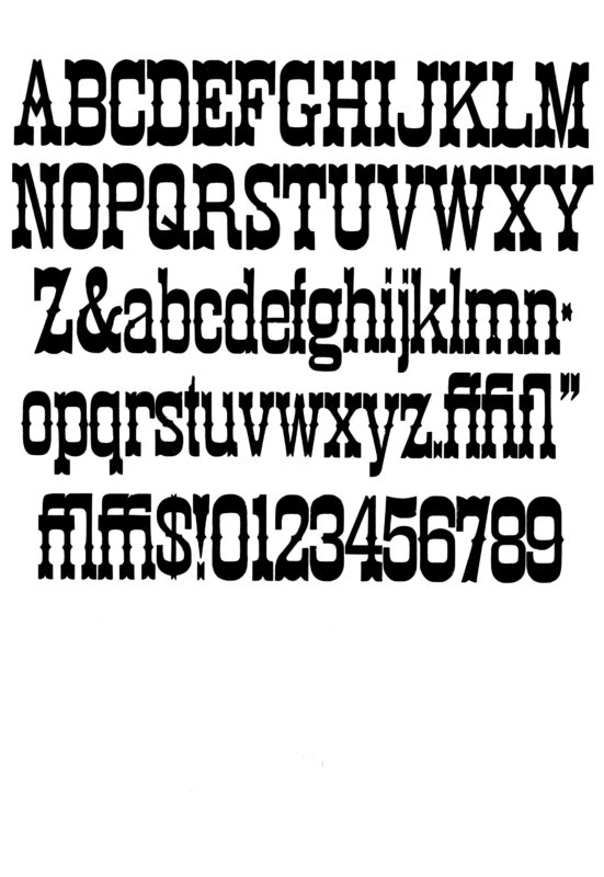 simple specimen of Tuscan Egyptian wood type from the Rob Roy Kelly collection, printed in the UT Design Lab
