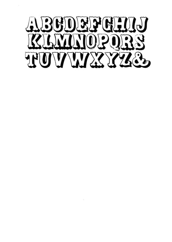 simple specimen of Doric Shade wood type from the Rob Roy Kelly collection, printed in the UT Design Lab