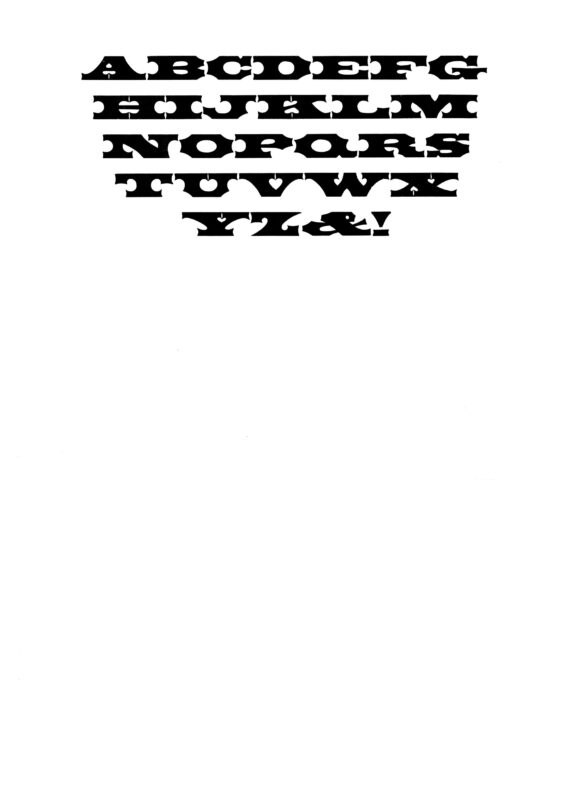 simple specimen of Antique Tuscan Extended wood type from the Rob Roy Kelly collection, printed in the UT Design Lab