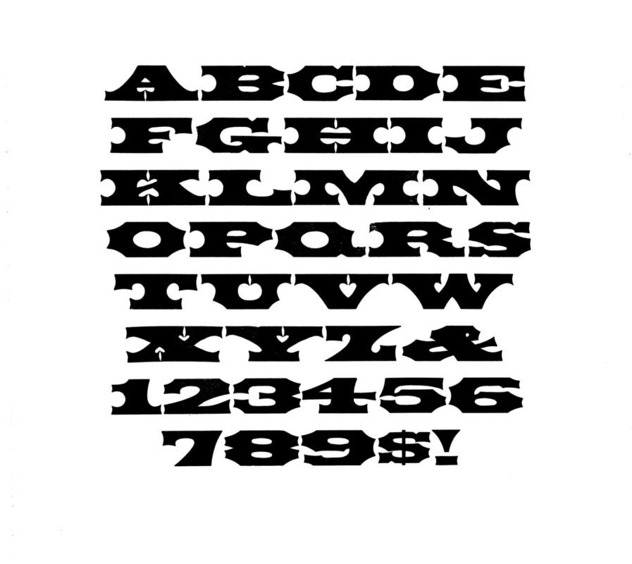 simple specimen of Antique Tuscan Extended wood type from the Rob Roy Kelly collection, printed in the UT Design Lab