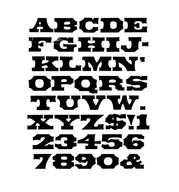 simple specimen of Antique Tuscan Expanded wood type from the Rob Roy Kelly collection, printed in the UT Design Lab