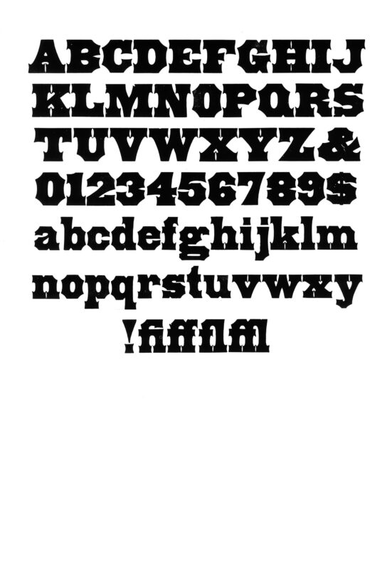 simple specimen of Antique Tuscan wood type from the Rob Roy Kelly collection, printed in the UT Design Lab