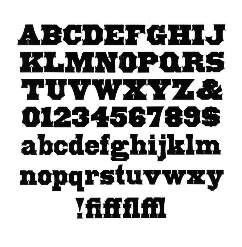 simple specimen of Antique Tuscan wood type from the Rob Roy Kelly collection, printed in the UT Design Lab