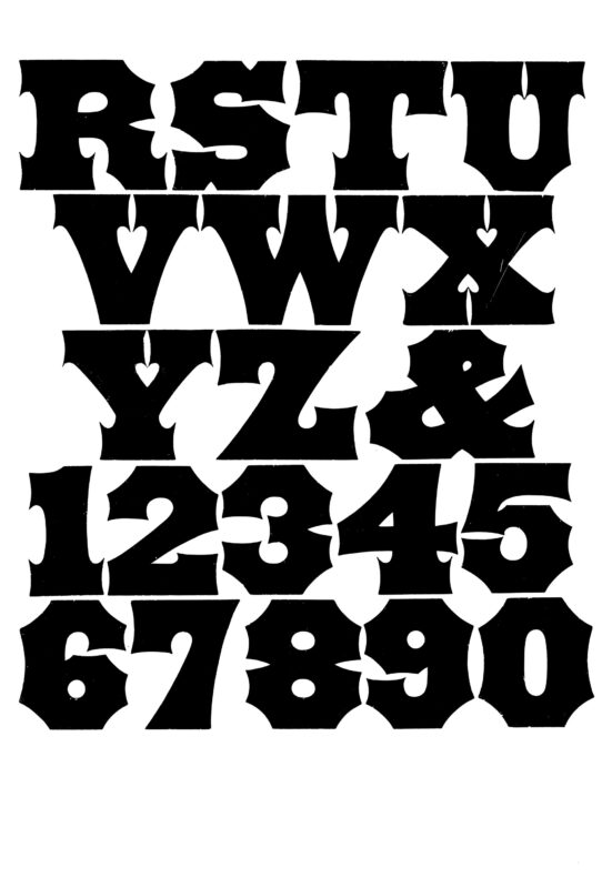 simple specimen of Antique Tuscan wood type from the Rob Roy Kelly collection, printed in the UT Design Lab