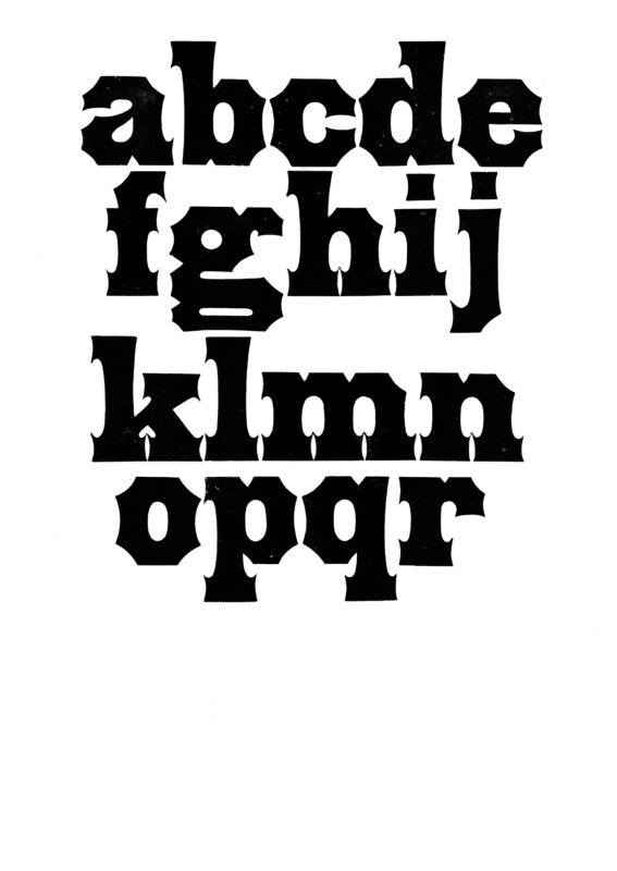 simple specimen of Antique Tuscan wood type from the Rob Roy Kelly collection, printed in the UT Design Lab
