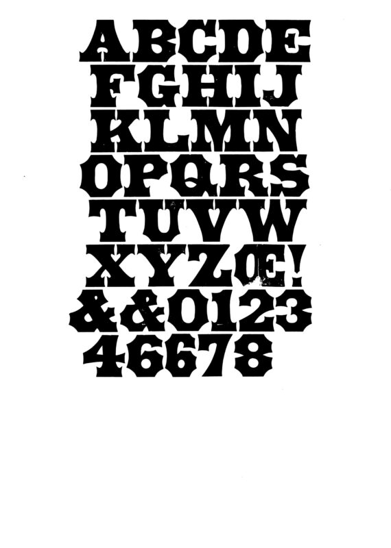 simple specimen of Antique Tuscan wood type from the Rob Roy Kelly collection, printed in the UT Design Lab