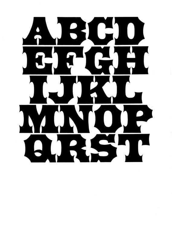 simple specimen of Antique Tuscan wood type from the Rob Roy Kelly collection, printed in the UT Design Lab