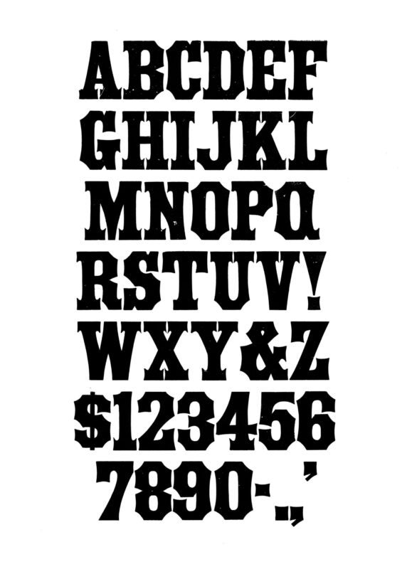 simple specimen of Antique Tuscan X Condensed wood type from the Rob Roy Kelly collection, printed in the UT Design Lab
