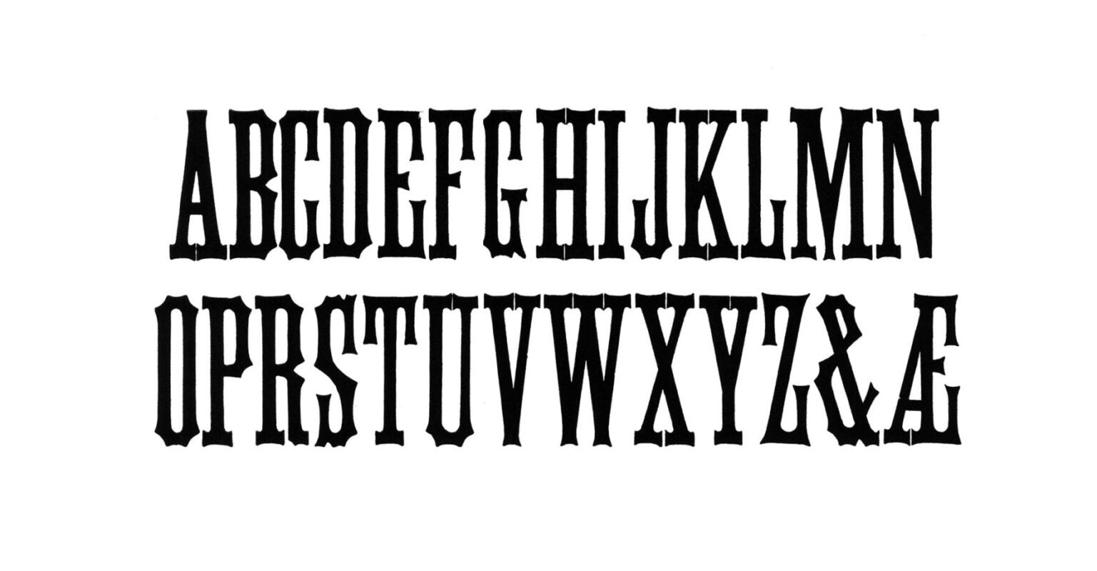 simple specimen of Antique Tuscan X Condensed wood type from the Rob Roy Kelly collection, printed in the UT Design Lab
