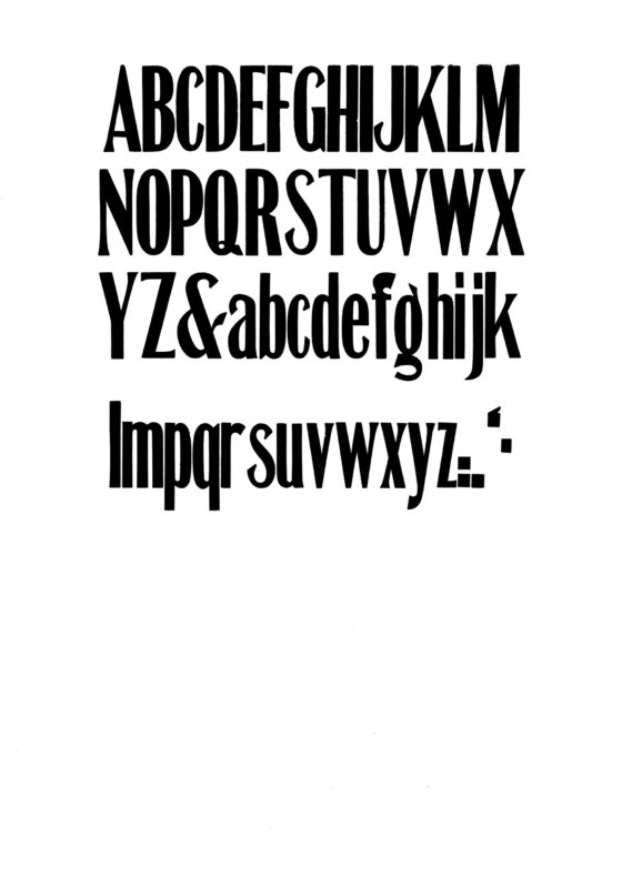 simple specimen of Modified Gothic XX Condensed wood type from the Rob Roy Kelly collection, printed in the UT Design Lab