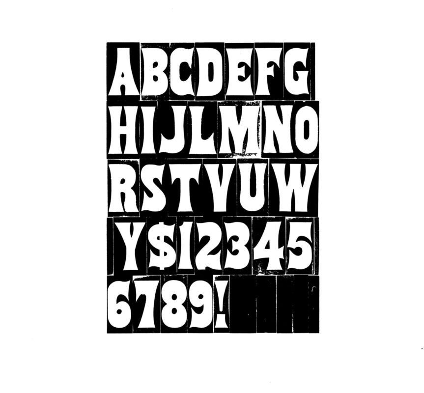 simple specimen of Gothic Tuscan No. 5 Reversed wood type from the Rob Roy Kelly collection, printed in the UT Design Lab