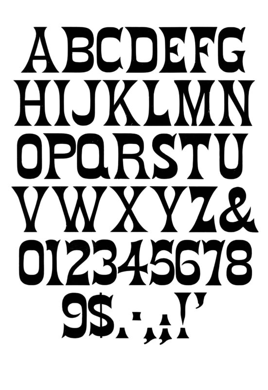 simple specimen of Teutonic wood type from the Rob Roy Kelly collection, printed in the UT Design Lab