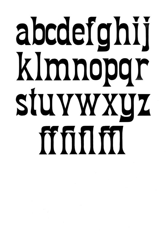 simple specimen of Teutonic wood type from the Rob Roy Kelly collection, printed in the UT Design Lab