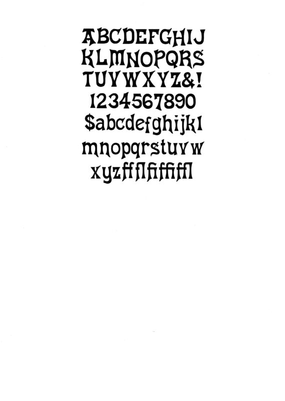 simple specimen of Artistic wood type from the Rob Roy Kelly collection, printed in the UT Design Lab