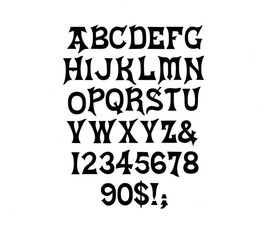 simple specimen of Artistic wood type from the Rob Roy Kelly collection, printed in the UT Design Lab