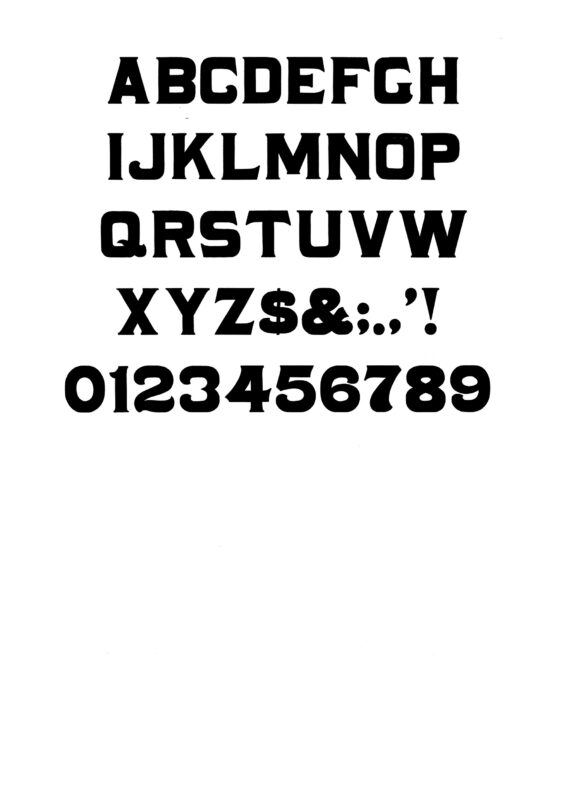 simple specimen of Courier wood type from the Rob Roy Kelly collection, printed in the UT Design Lab