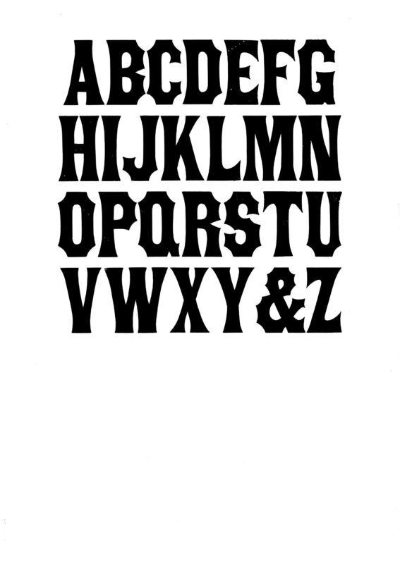 simple specimen of Gothic Tuscan Condensed No. 1 wood type from the Rob Roy Kelly collection, printed in the UT Design Lab