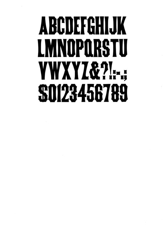 simple specimen of Gothic Tuscan X Condensed wood type from the Rob Roy Kelly collection, printed in the UT Design Lab