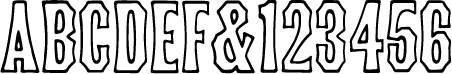 preview of Concave Tuscan X Condensed Outline Wood type from the Rob Roy Kelly collection, printed in the UT Design Lab