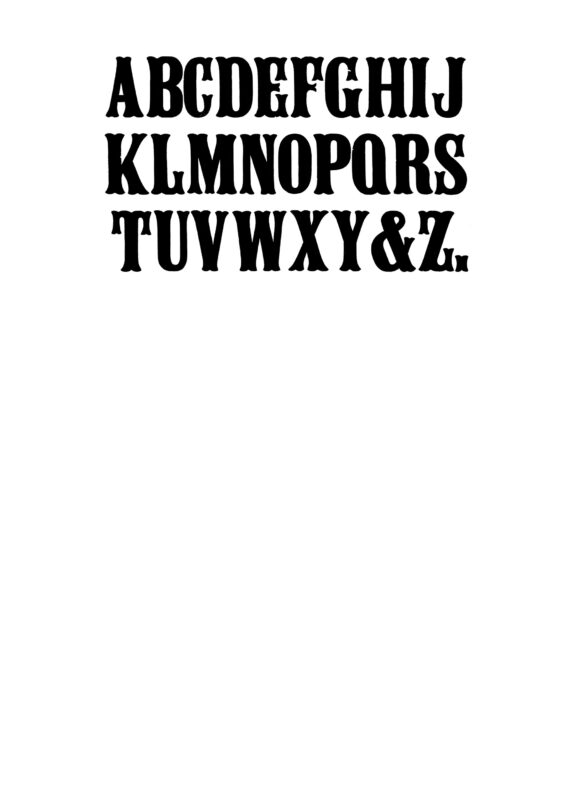 simple specimen of Antique Tuscan X Condensed No. 11 wood type from the Rob Roy Kelly collection, printed in the UT Design Lab