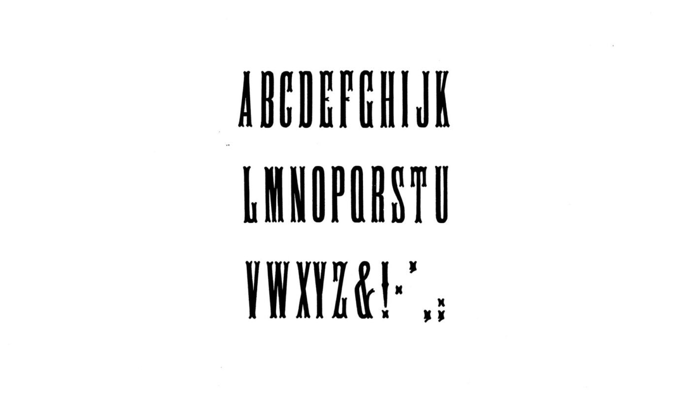 simple specimen of Antique Tuscan No. 9 wood type from the Rob Roy Kelly collection, printed in the UT Design Lab