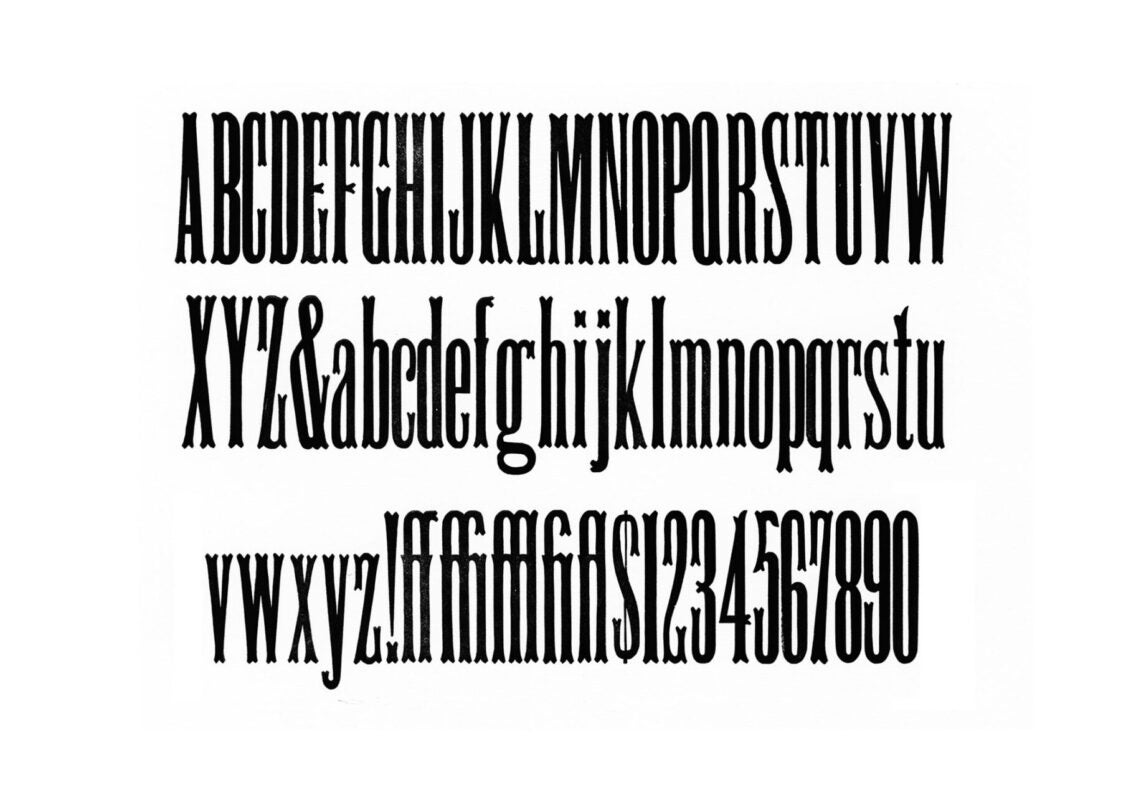 simple specimen of Antique Tuscan No. 9 wood type from the Rob Roy Kelly collection, printed in the UT Design Lab