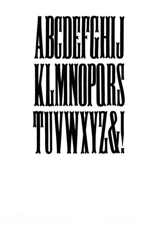 simple specimen of Antique Tuscan No. 9 wood type from the Rob Roy Kelly collection, printed in the UT Design Lab