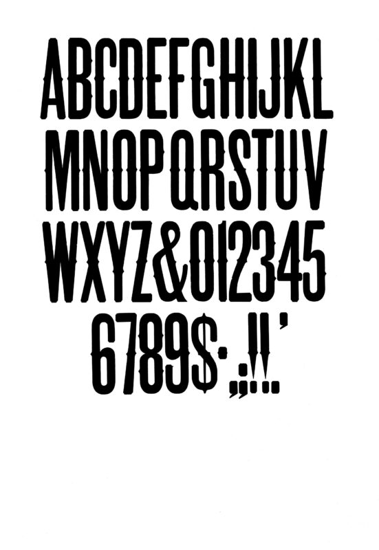simple specimen of Gothic Tuscan No. 5 wood type from the Rob Roy Kelly collection, printed in the UT Design Lab