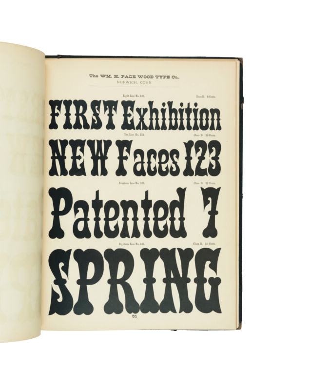 antique original wood type specimen catalog from wood type manufacturers in the 1800s featuring No. 132 type