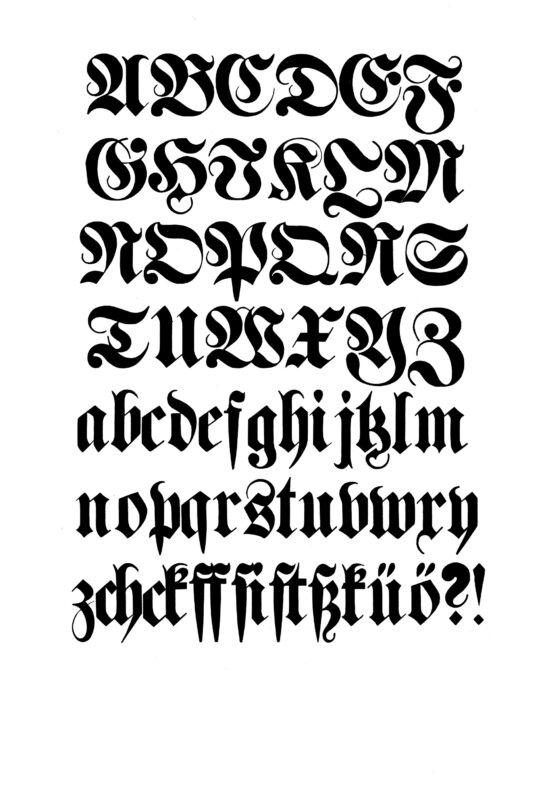 simple specimen of German wood type from the Rob Roy Kelly collection, printed in the UT Design Lab