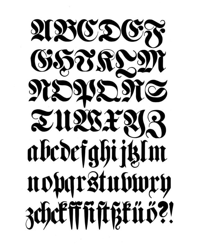 simple specimen of German wood type from the Rob Roy Kelly collection, printed in the UT Design Lab