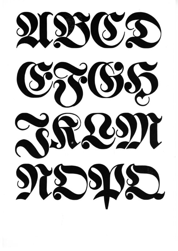 simple specimen of German wood type from the Rob Roy Kelly collection, printed in the UT Design Lab