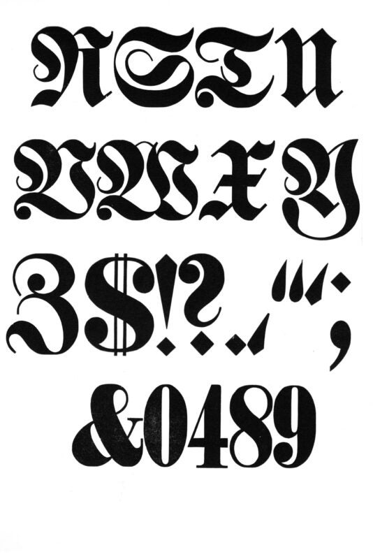simple specimen of German wood type from the Rob Roy Kelly collection, printed in the UT Design Lab