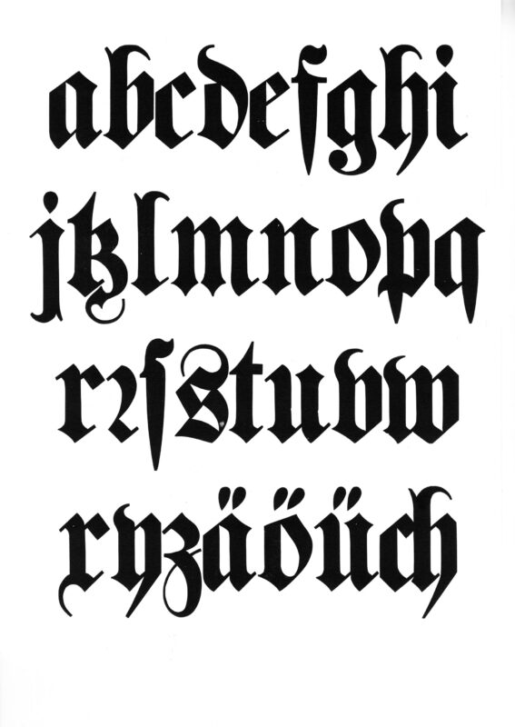 simple specimen of German wood type from the Rob Roy Kelly collection, printed in the UT Design Lab