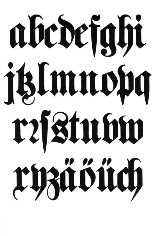 simple specimen of German wood type from the Rob Roy Kelly collection, printed in the UT Design Lab