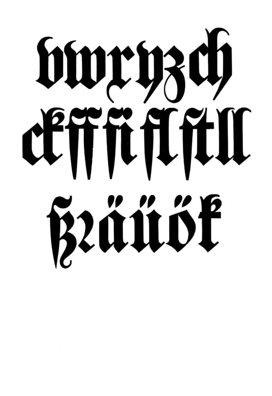 simple specimen of German wood type from the Rob Roy Kelly collection, printed in the UT Design Lab