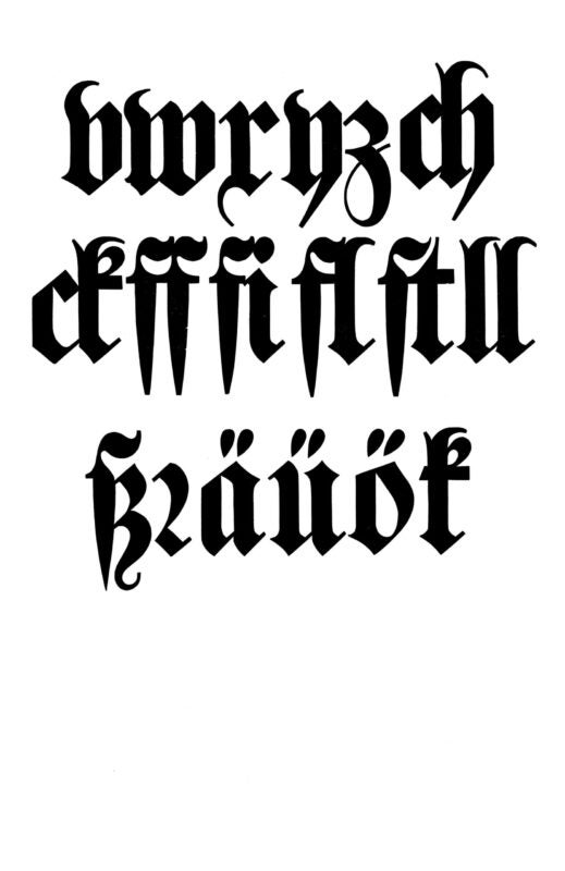 simple specimen of German wood type from the Rob Roy Kelly collection, printed in the UT Design Lab