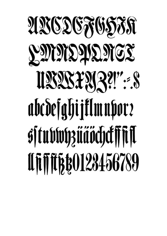 simple specimen of German Condensed wood type from the Rob Roy Kelly collection, printed in the UT Design Lab