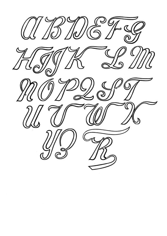 simple specimen of No. 226 Outline wood type from the Rob Roy Kelly collection, printed in the UT Design Lab