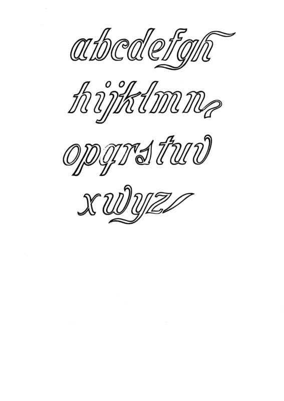 simple specimen of No. 226 Outline wood type from the Rob Roy Kelly collection, printed in the UT Design Lab