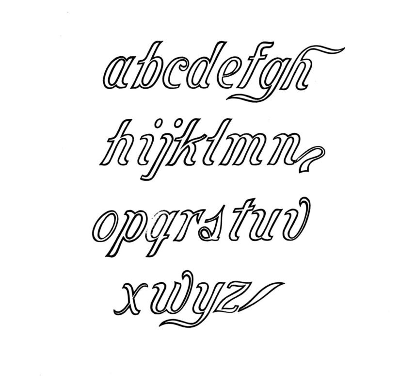 simple specimen of No. 226 Outline wood type from the Rob Roy Kelly collection, printed in the UT Design Lab