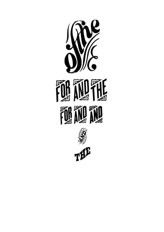 decorative catch word blocks with words like for, and, the, and of the